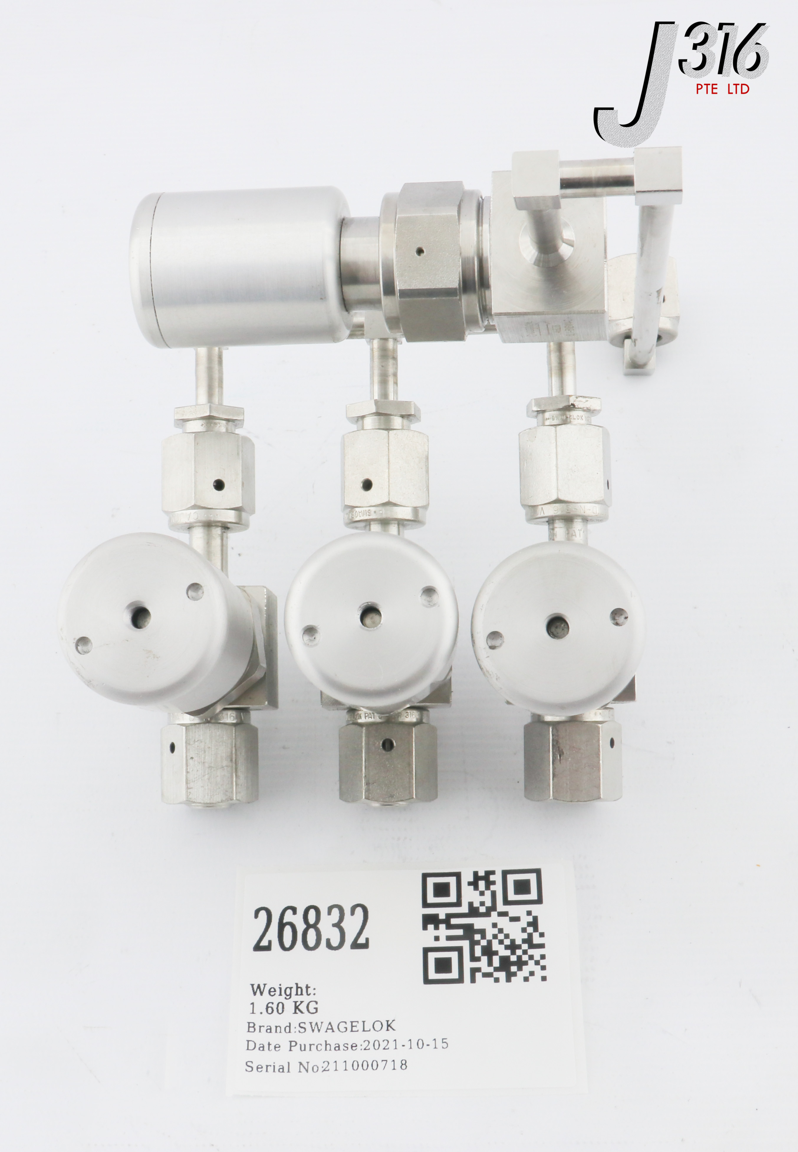 26832 SWAGELOK 4-WAY MANIFOLD VALVE ASSY, 3X SS-BNV51-C 6LV-BNBW4
